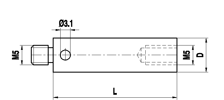 M5 титановый удлинитель щупа, L 80 мм, D 11 мм, для систем ZEISS A-5555-0156